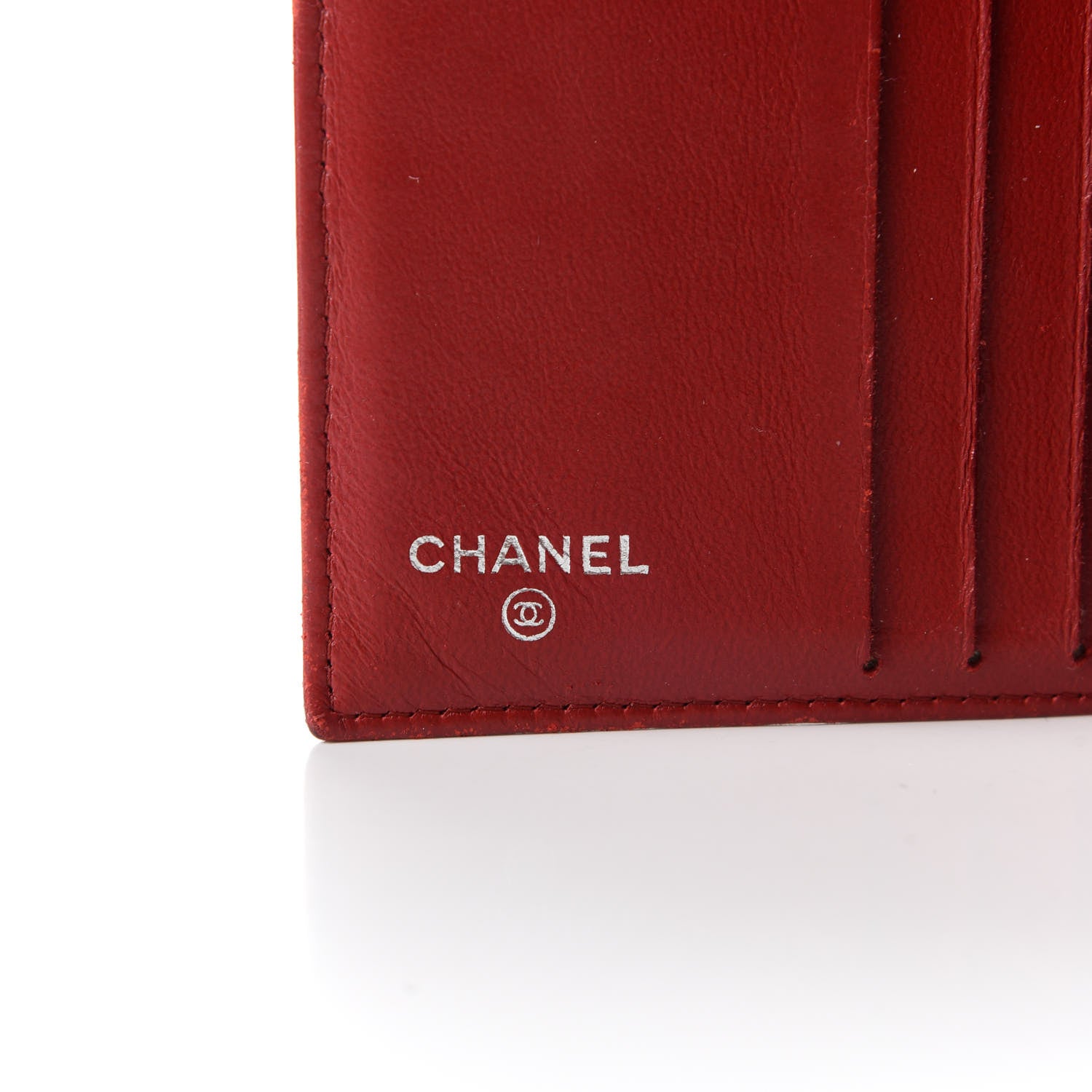 Chanel Lambskin Camellia Embossed French Wallet Red 6 of 7