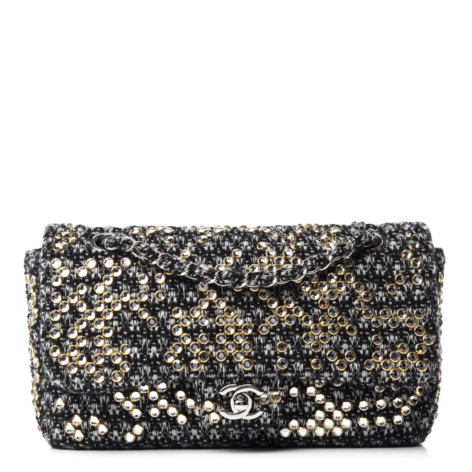 Chanel Crystal Tweed Quilted Medium Single Flap Black 1 of 10