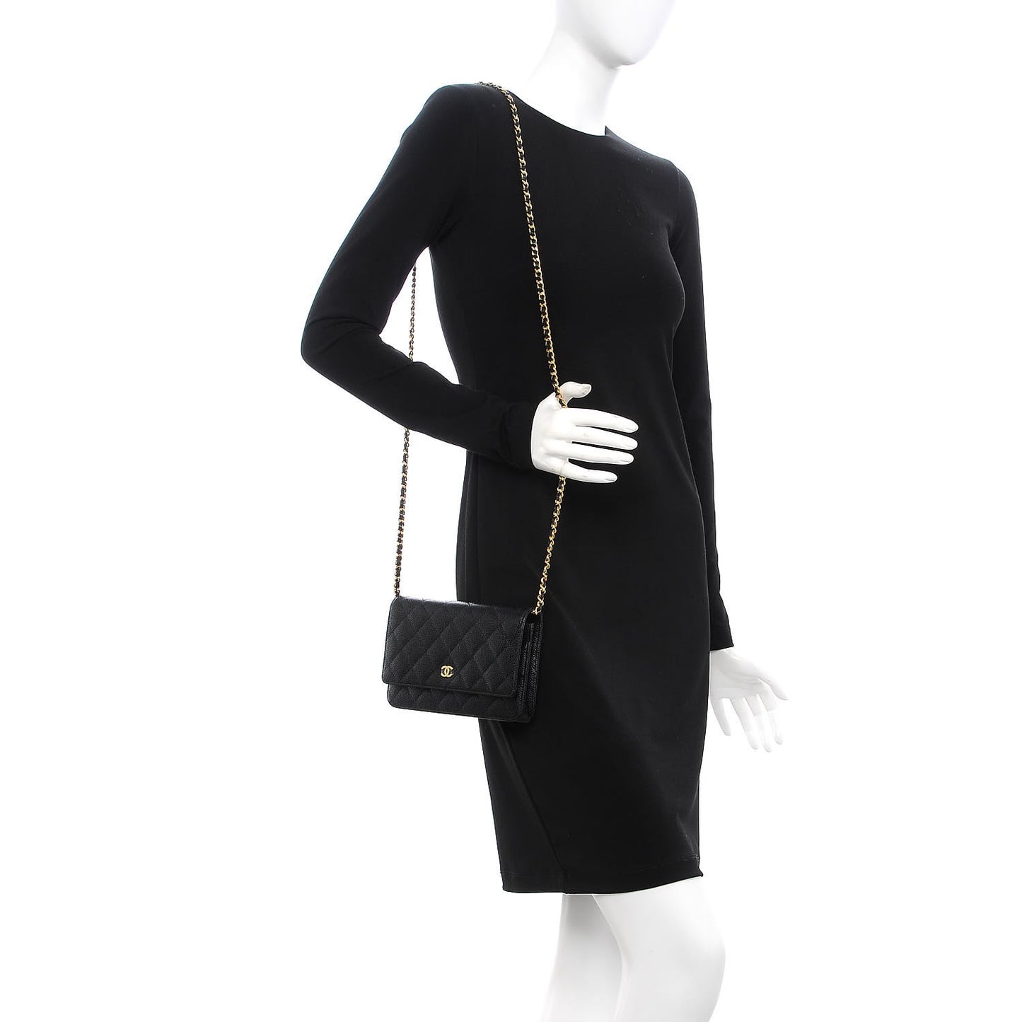 Caviar Quilted Wallet On Chain WOC Black