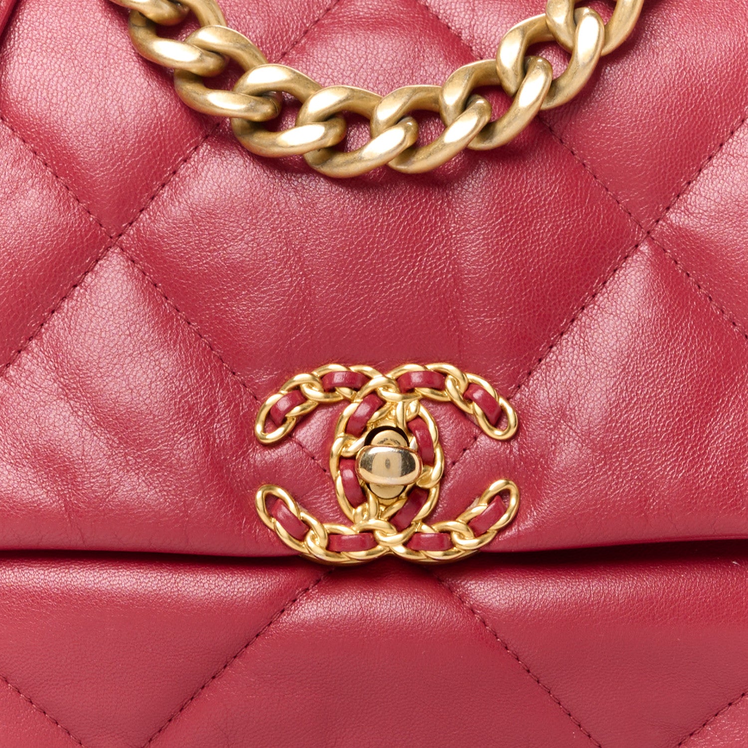 Chanel Goatskin Quilted Medium Chanel 19 Flap Red 8 of 10
