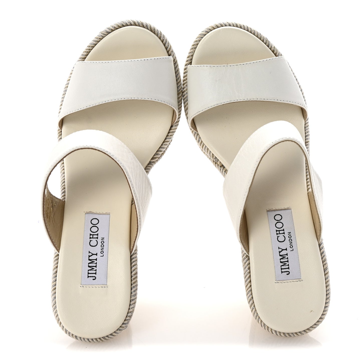 Calfskin Raffia Parker 100 Wedge Sandals 37 Milk