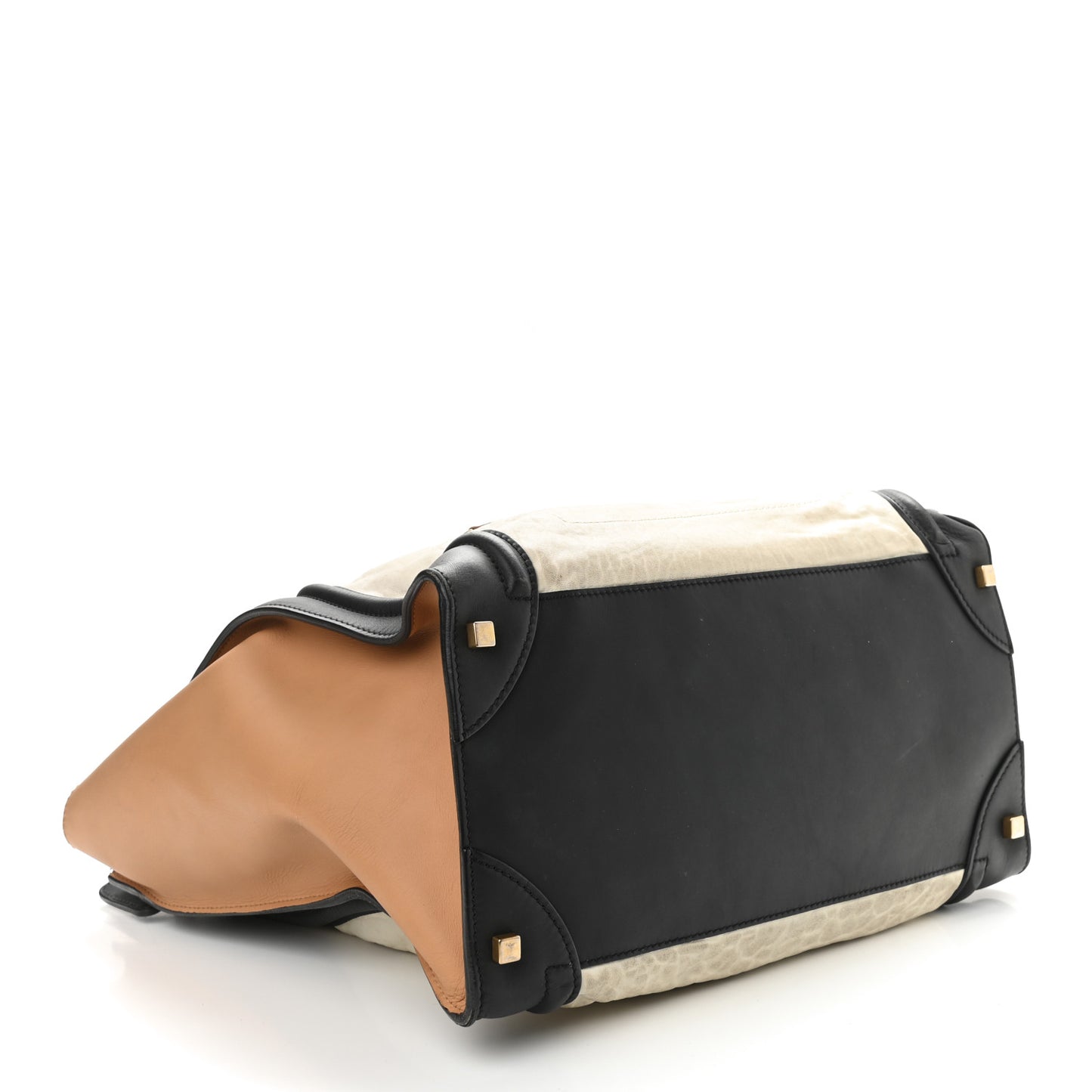 Smooth Calfskin Shrunken Lambskin Medium Tri-Color Luggage White