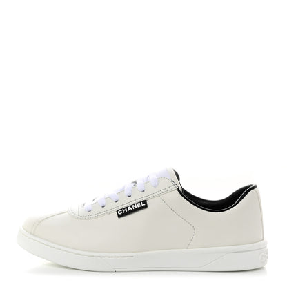 Chanel Calfskin Mens CC Sneakers 40 White 1 of 9