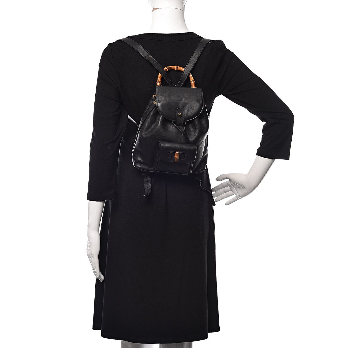 Calfskin Bamboo Backpack Black