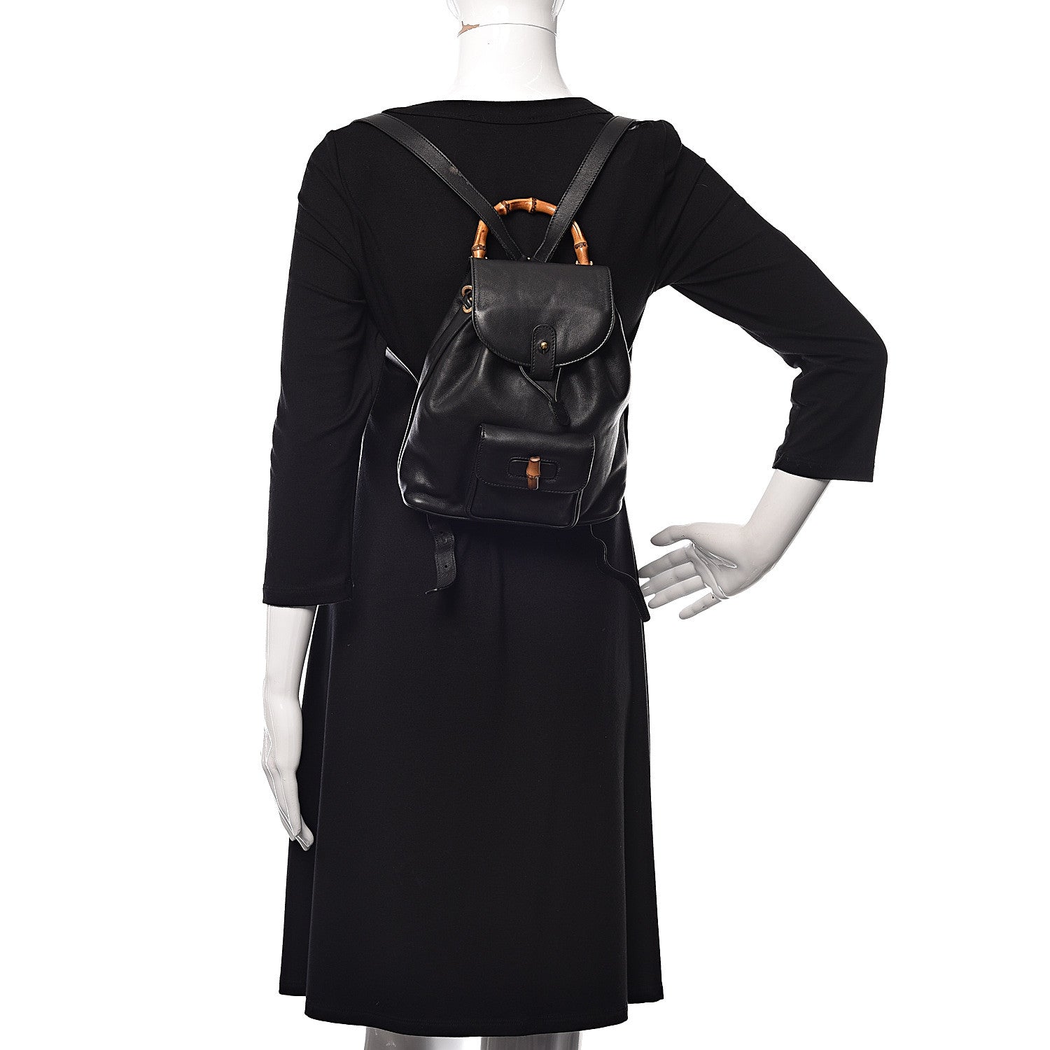 Gucci Calfskin Bamboo Backpack Black 2 of 14