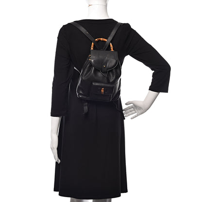 Gucci Calfskin Bamboo Backpack Black 2 of 14