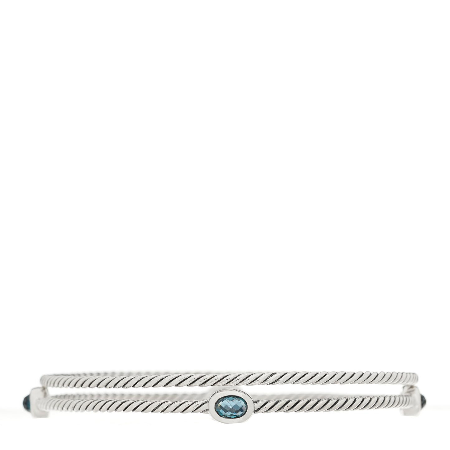 Sterling Silver Hampton Blue Topaz Color Classics Bangle Bracelet Set of 2