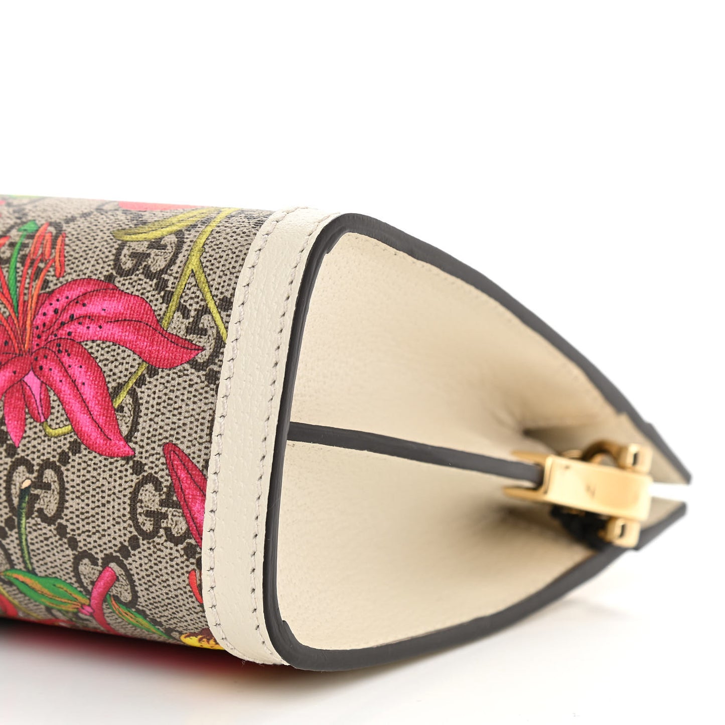 GG Supreme Monogram Flora Web Small Ophidia Chain Shoulder Bag White