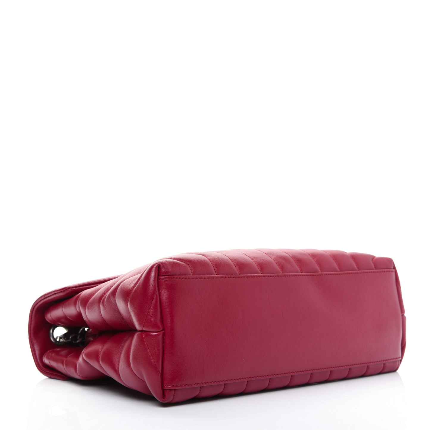 Calfskin Y Quilted Monogram Medium Loulou Chain Satchel Lipstick Red