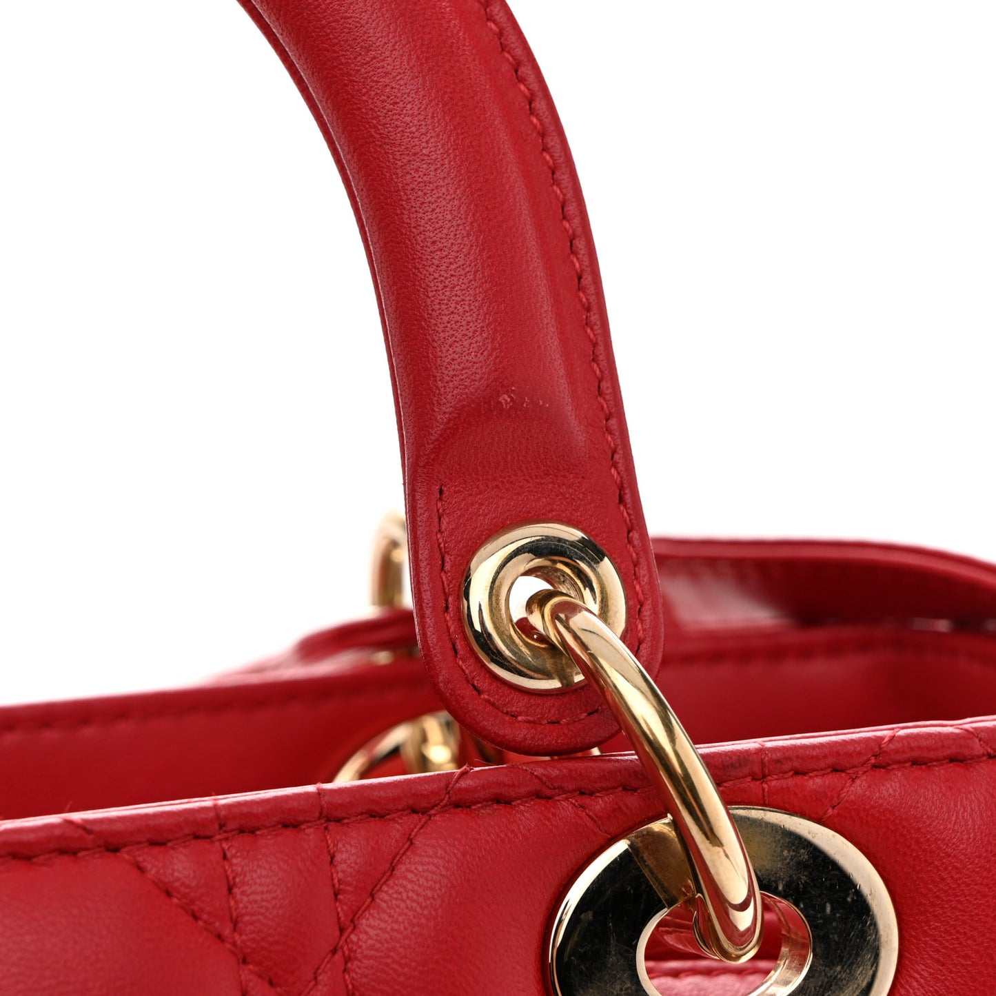 Lambskin Cannage Medium Lady Dior Red