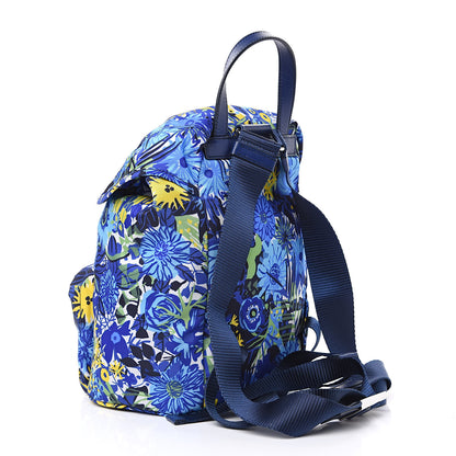 Prada Tessuto Nylon Floral Print Single Buckle Backpack Bluette Dis Primule 3 of 9