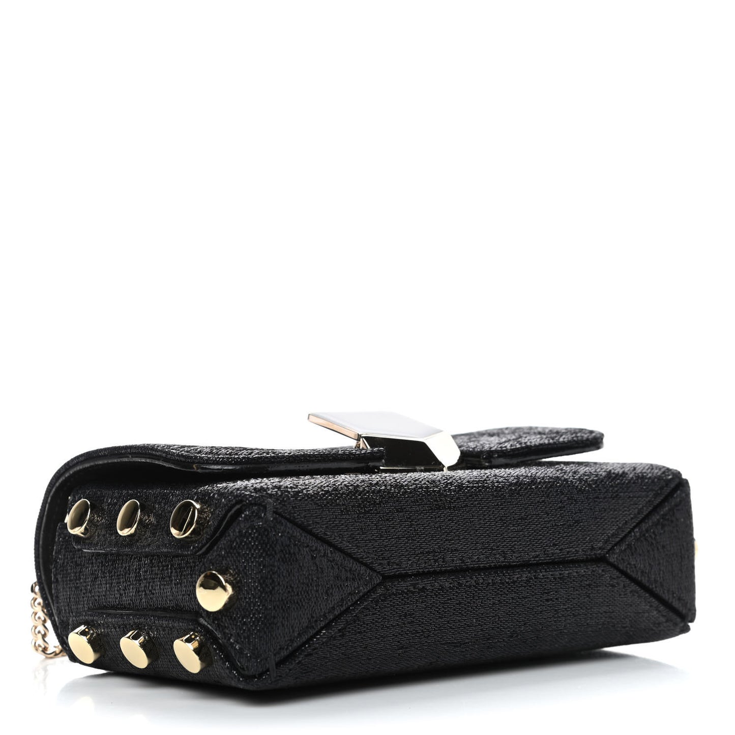 Wetlook Fabric Mini Lockett Shoulder Bag Black