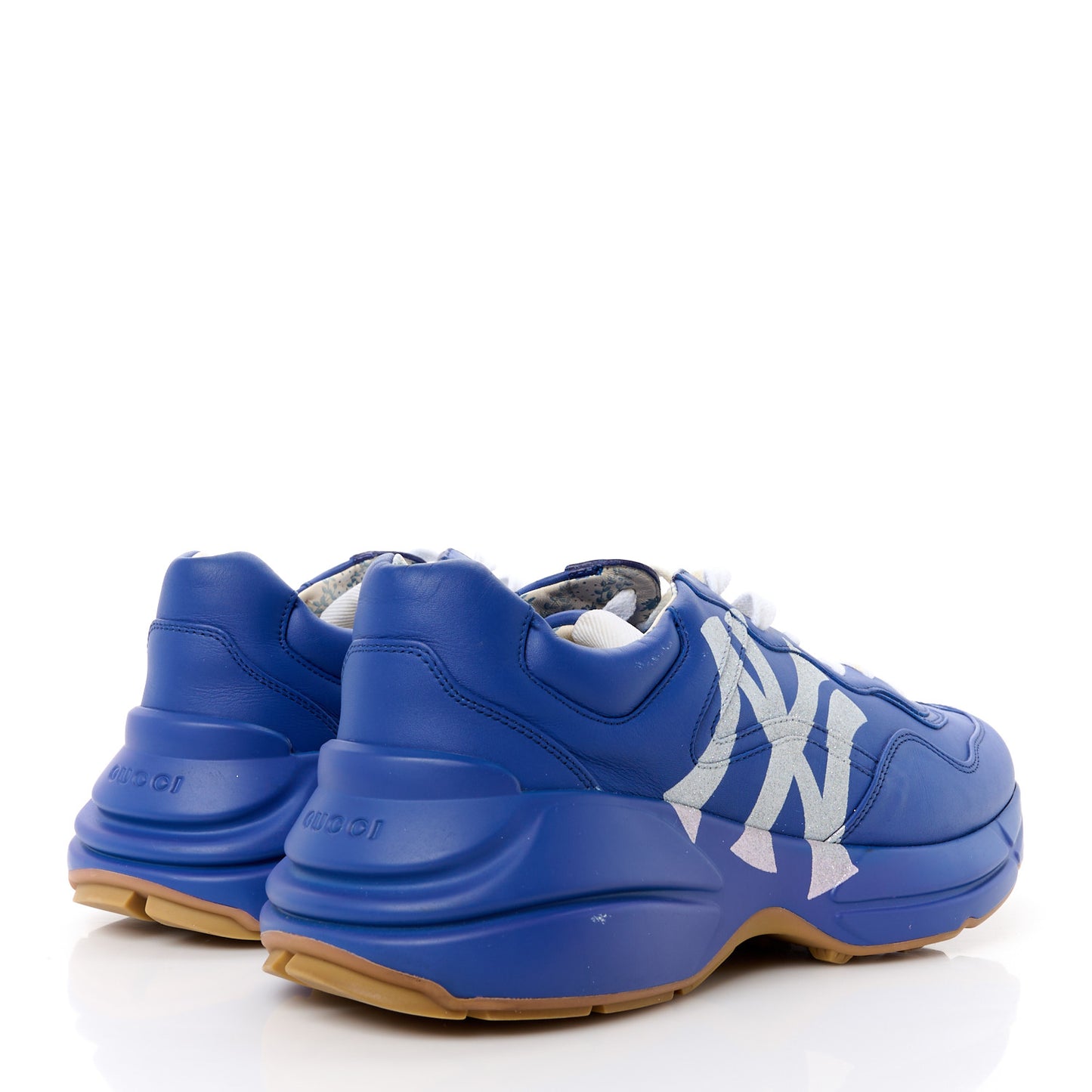X MLB Calfskin NY Yankees Mens Rhyton Sneakers 8 Electric Blue