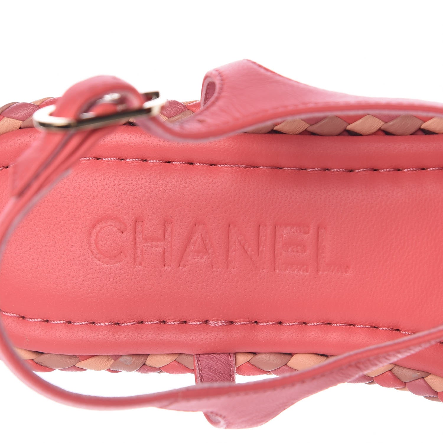Chanel Lambskin Braided CC Logo Thong Sandals 36 Bright Pink 8 of 10