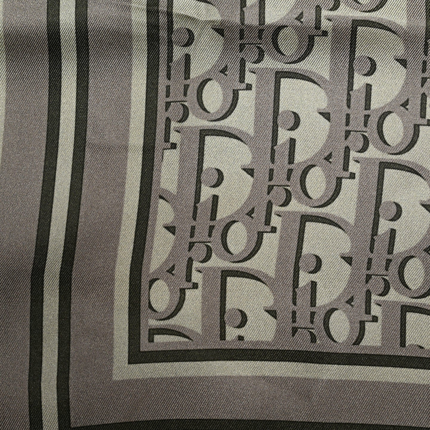 Silk Oblique Bandana Scarf Warm Taupe Beige Black