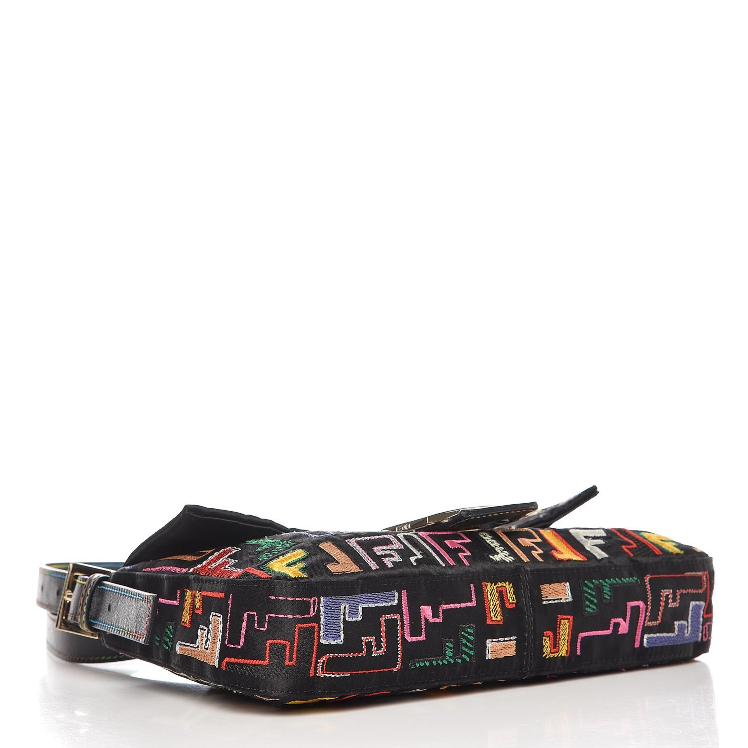 Fendi Nylon FF Multicolor Embroidered Baguette Multicolor 5 of 9