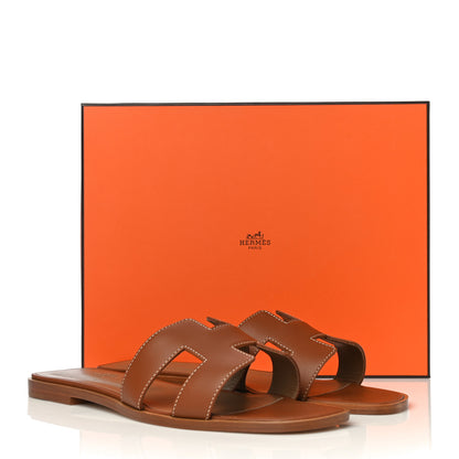 Hermes Box Calfskin Oran Sandals 40.5 Gold 15 of 15