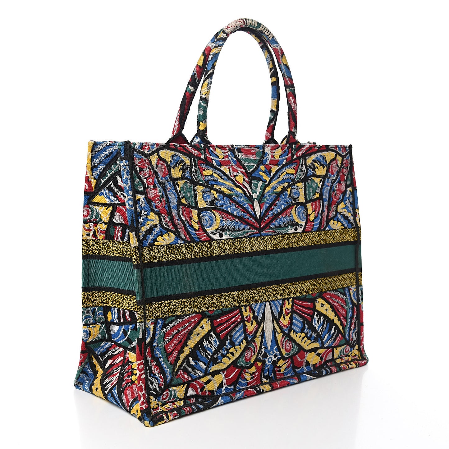 Canvas Embroidered Butterfly Book Tote Black Multicolor