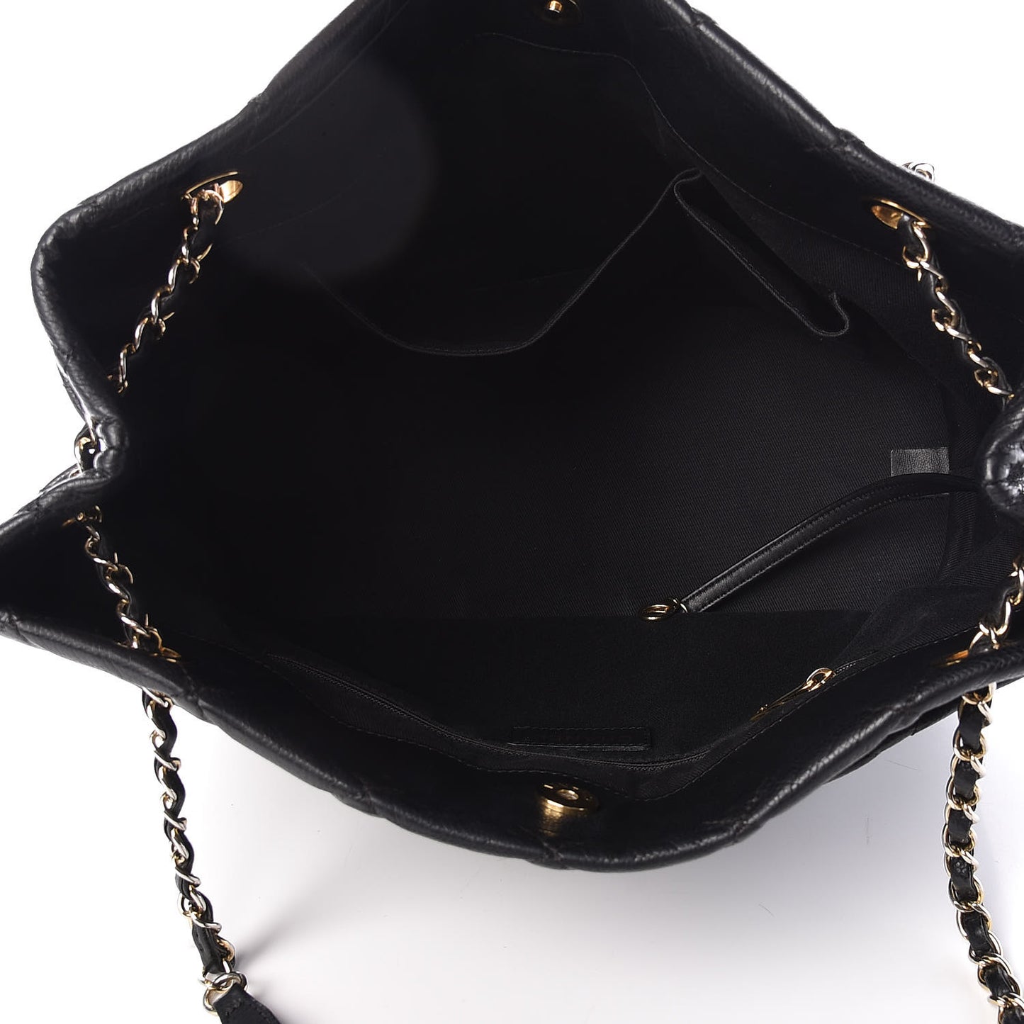 Caviar Quilted Shopping Tote Black