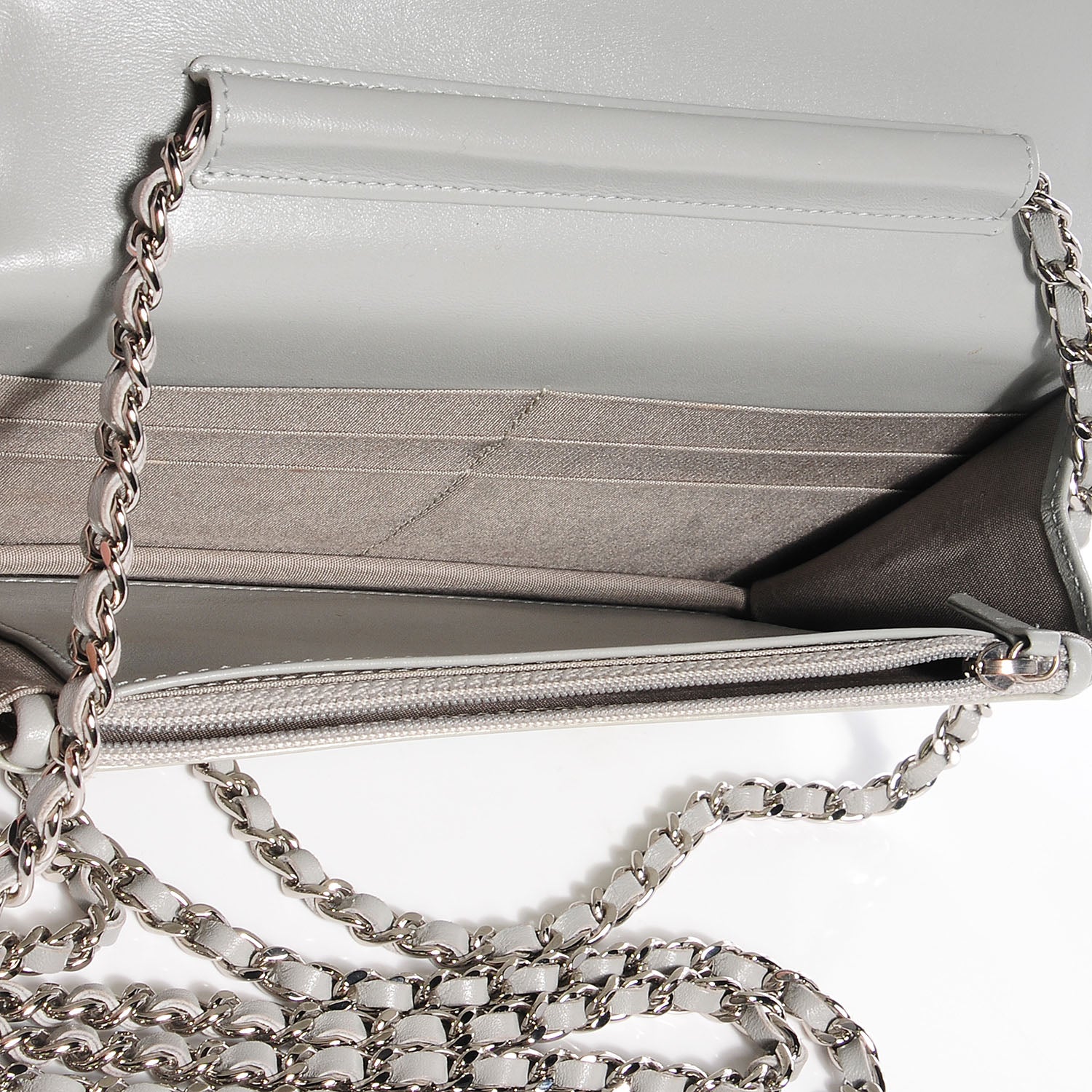 Chanel Patent Quilted Brilliant Wallet On Chain WOC Silver 7 of 9