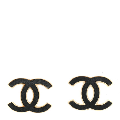 Chanel Lambskin CC Earrings Black 1 of 4