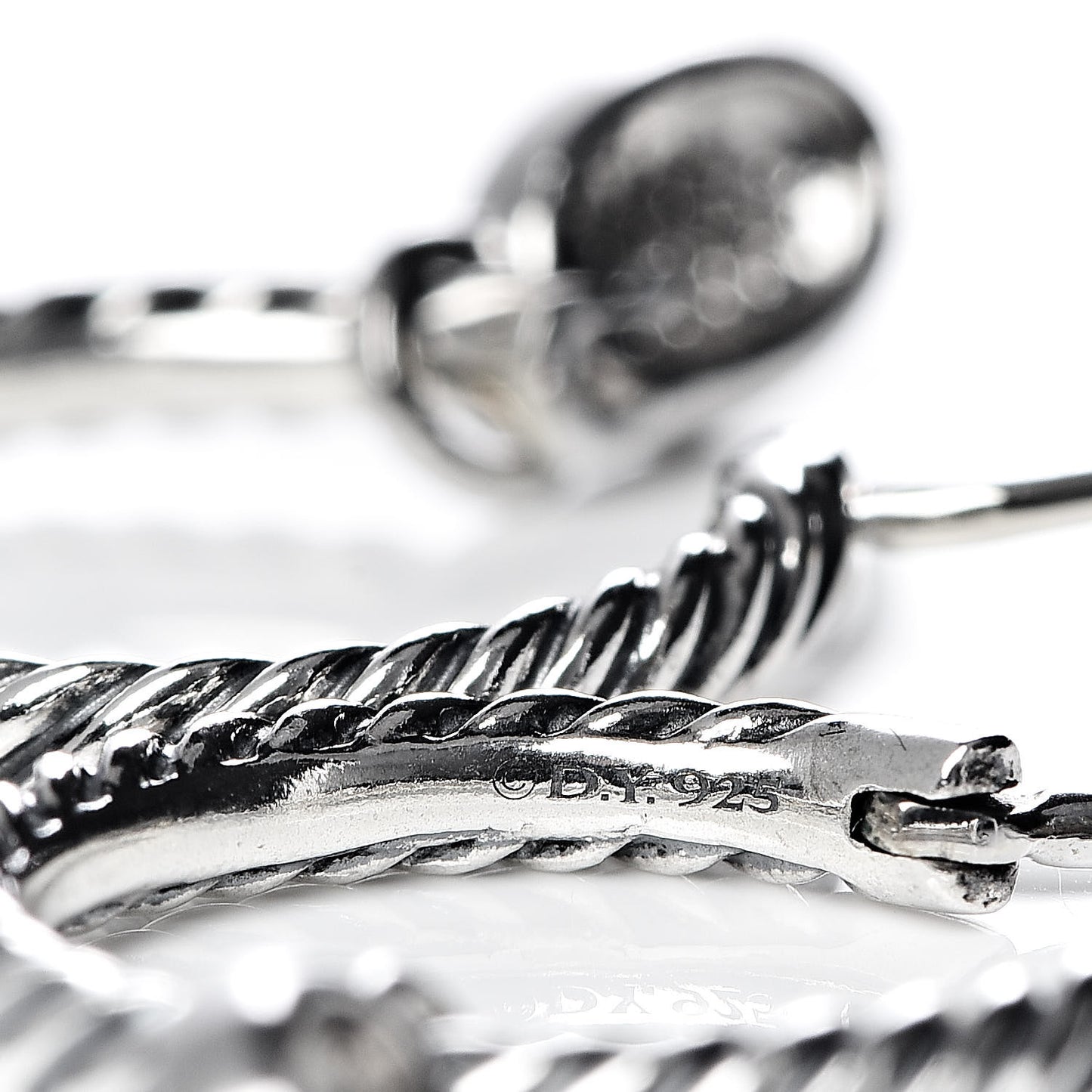Sterling Silver Diamond Pave Hoop Drop Earrings
