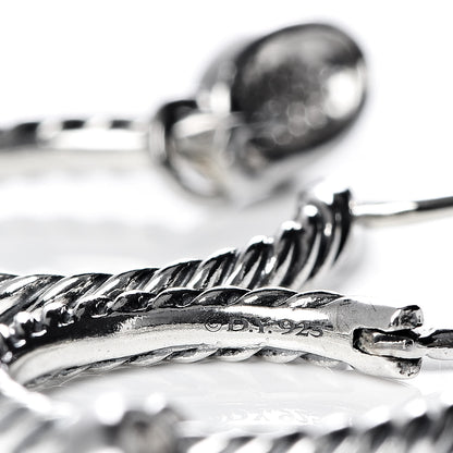 David Yurman Sterling Silver Diamond Pave Hoop Drop Earrings 4 of 4