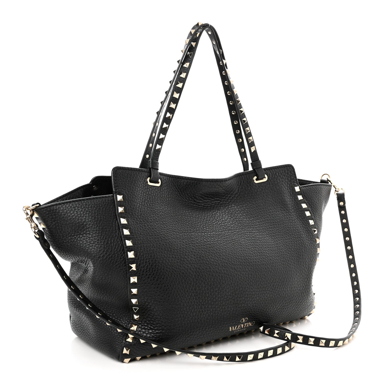 Valentino Garavani Pebbled Calfskin Medium Rockstud Tote Black 3 of 9