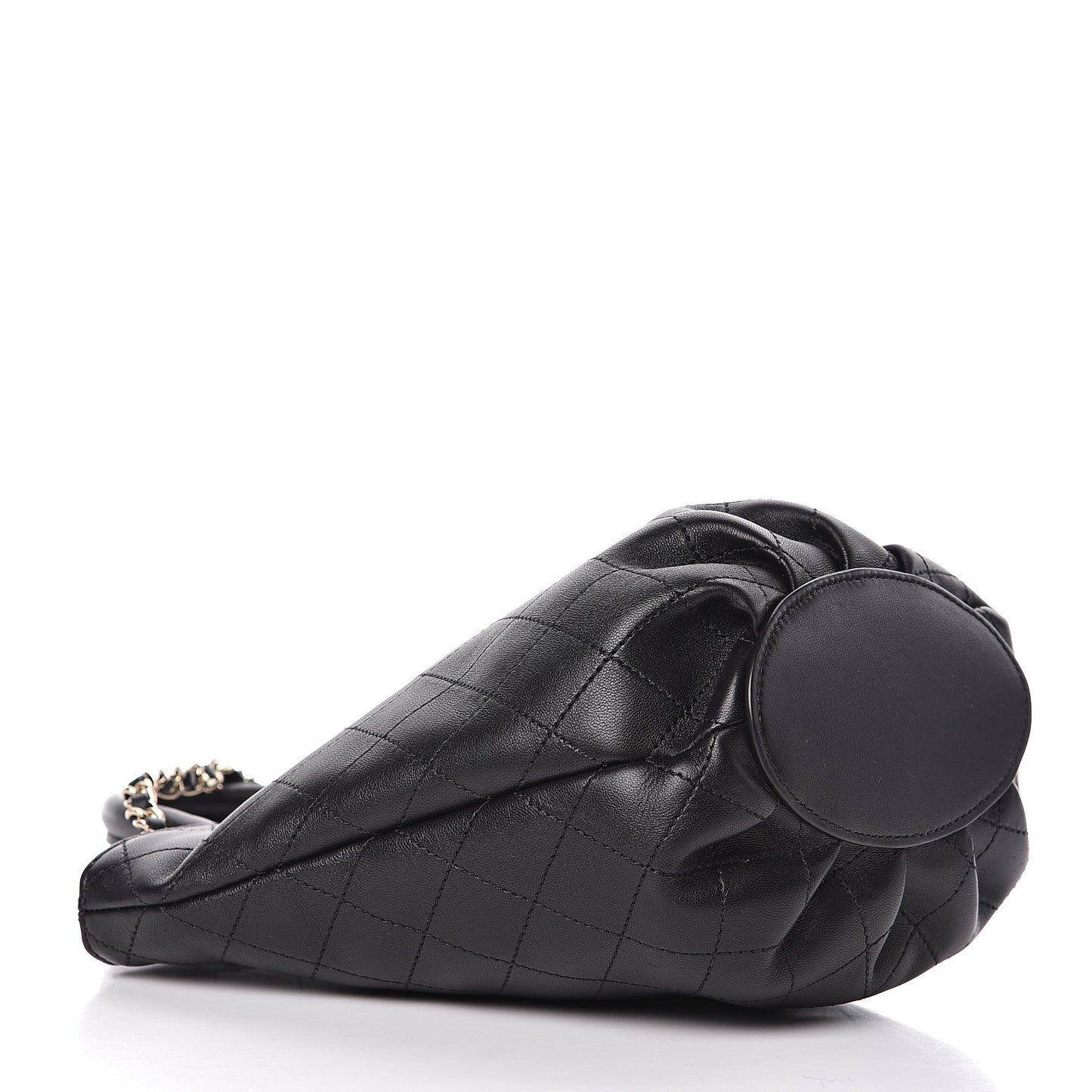 Lambskin Stitched Small Shopping Tote Black