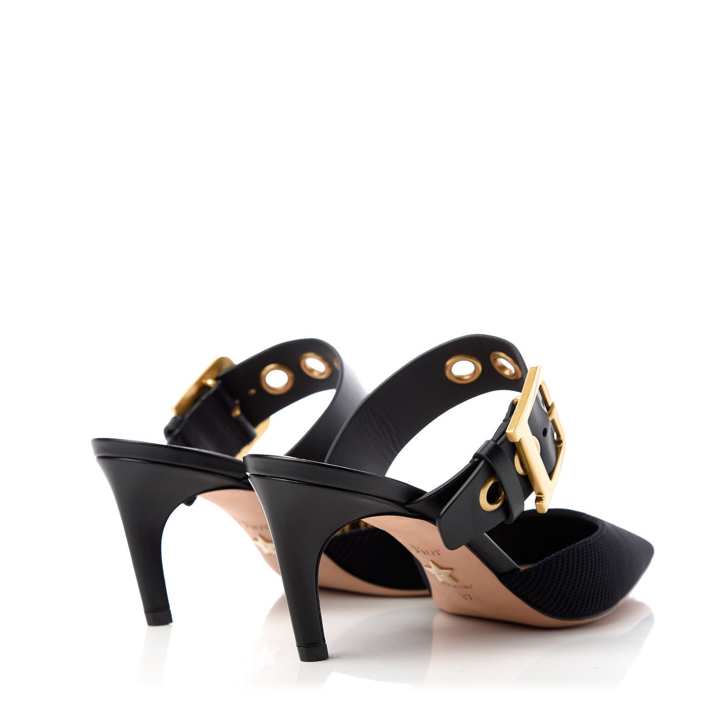 Technical Fabric Calfskin D-Dior 65mm Mules 37 Black
