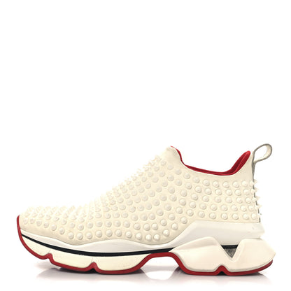 Christian Louboutin Neoprene Spike Sock Donna Flat Sneakers 40.5 White Snow 1 of 9