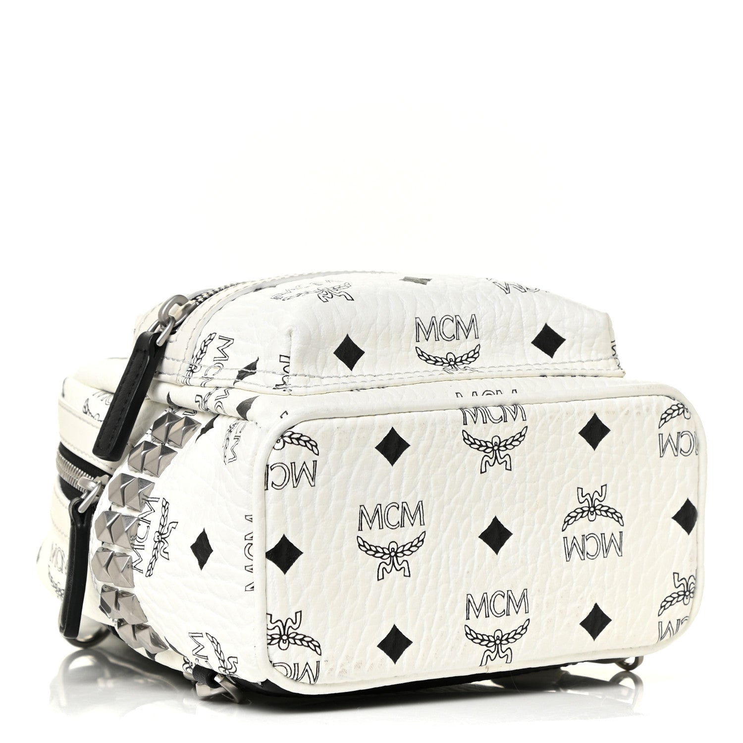 MCM Visetos Side Stud X-Mini Stark Bebe Boo Backpack White 4 of 13