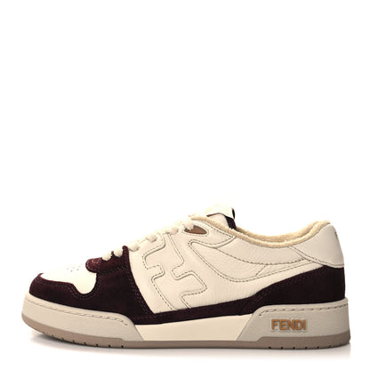 Fendi Grained Calfskin Mens Fendi Match Low Top Sneakers 7 White Burgundy Amber 1 of 8