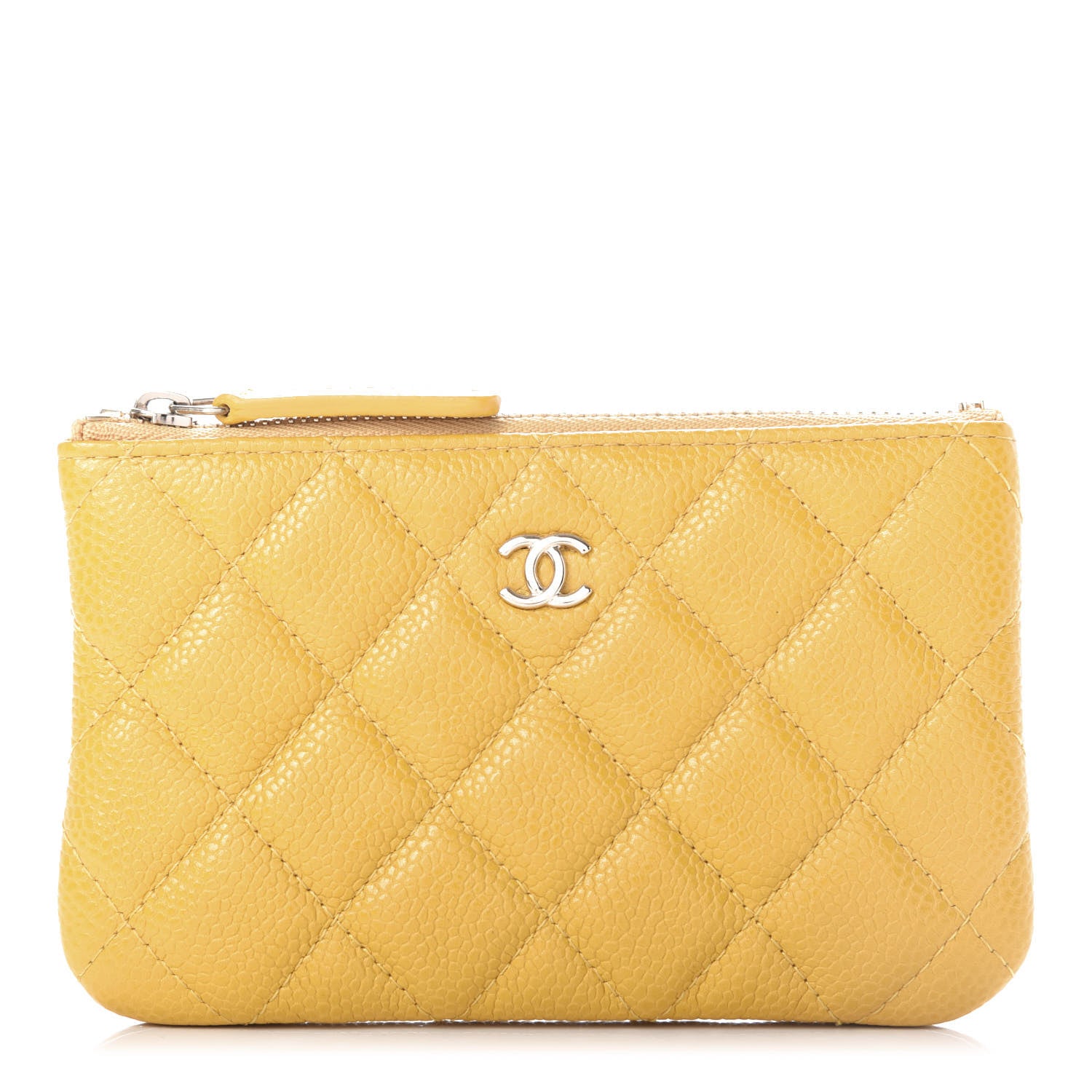 Chanel Caviar Quilted Small Cosmetic Case Yellow 1 of 8