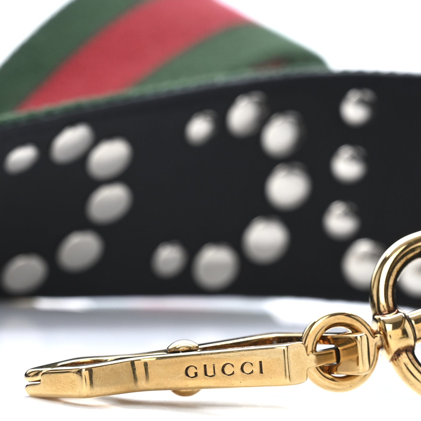Canvas Web Studded Wide Shoulder Strap Green Red