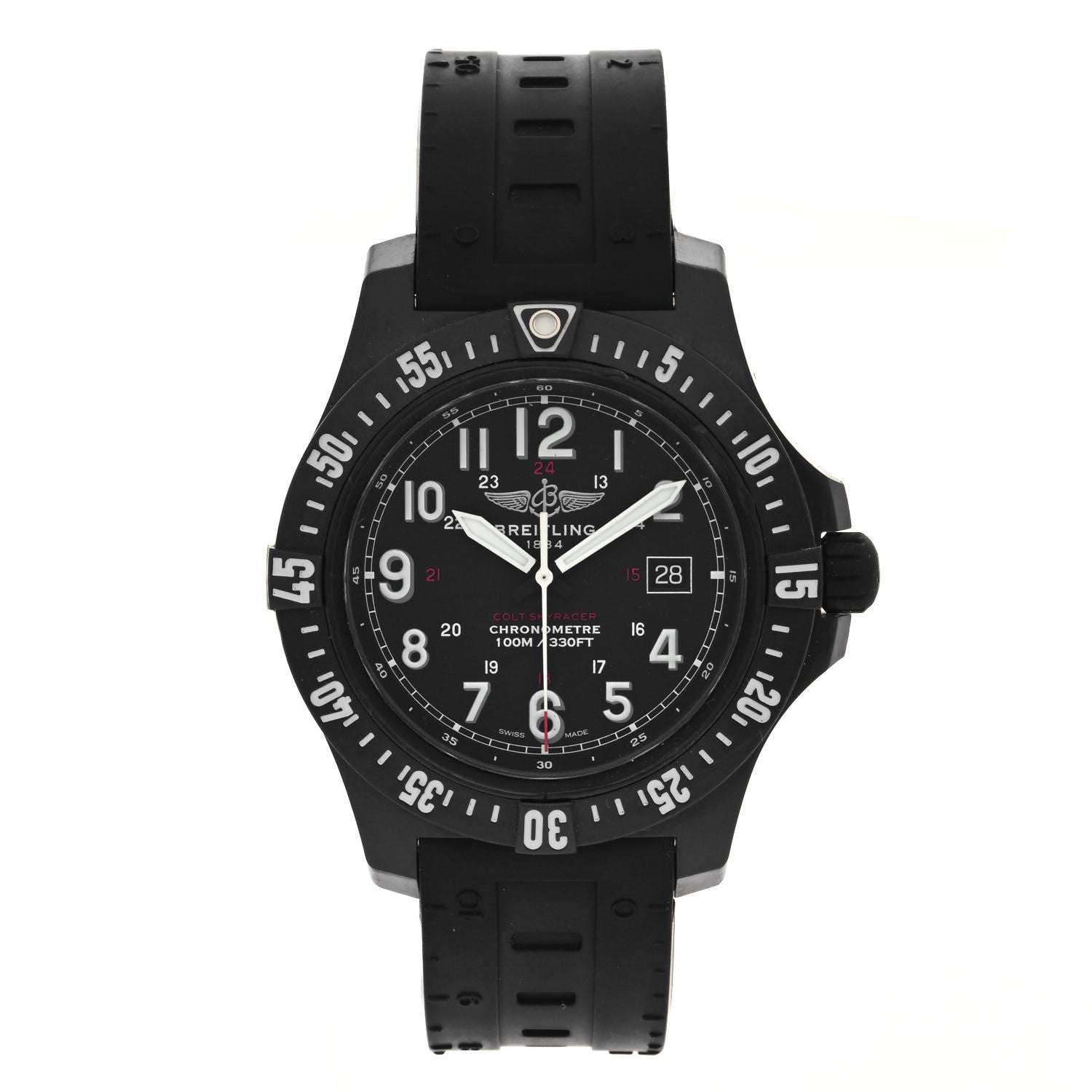 Breitling Breitlight Rubber 45mm Colt Skyracer Quartz Watch Black X74320 1 of 5