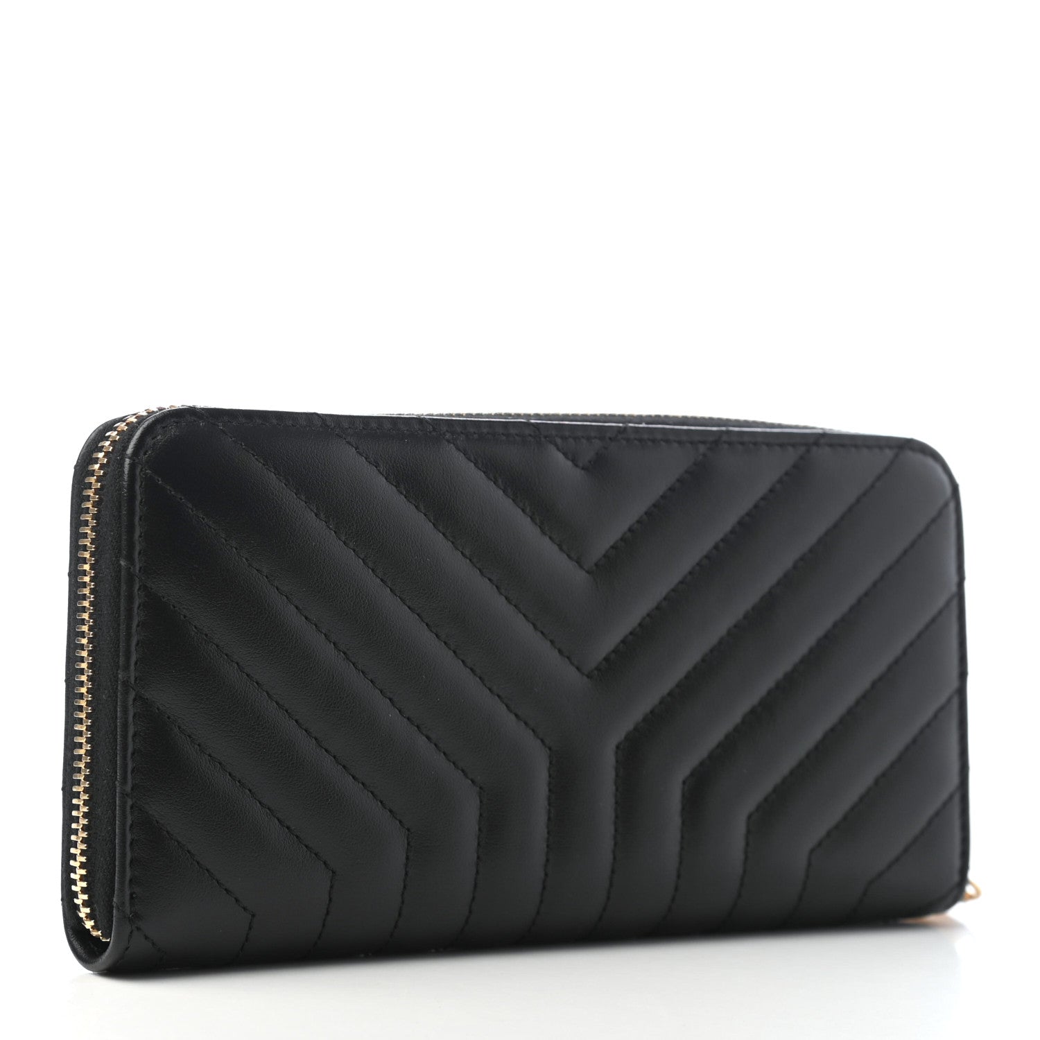Saint Laurent Calfskin Y Quilted Joan Zip Around Wallet Black 3 of 8
