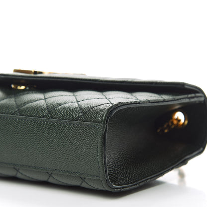 Saint Laurent Grain De Poudre Textured Mixed Matelasse Triquilt Small Monogram Satchel Dark Green 7 of 11