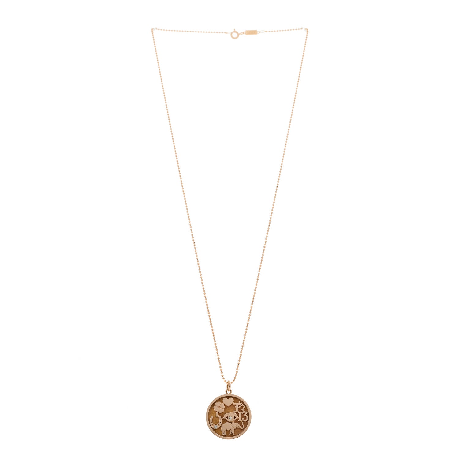 Jennifer Meyer 18K Rose Gold Diamond Good Luck Pendant Necklace 3 of 6