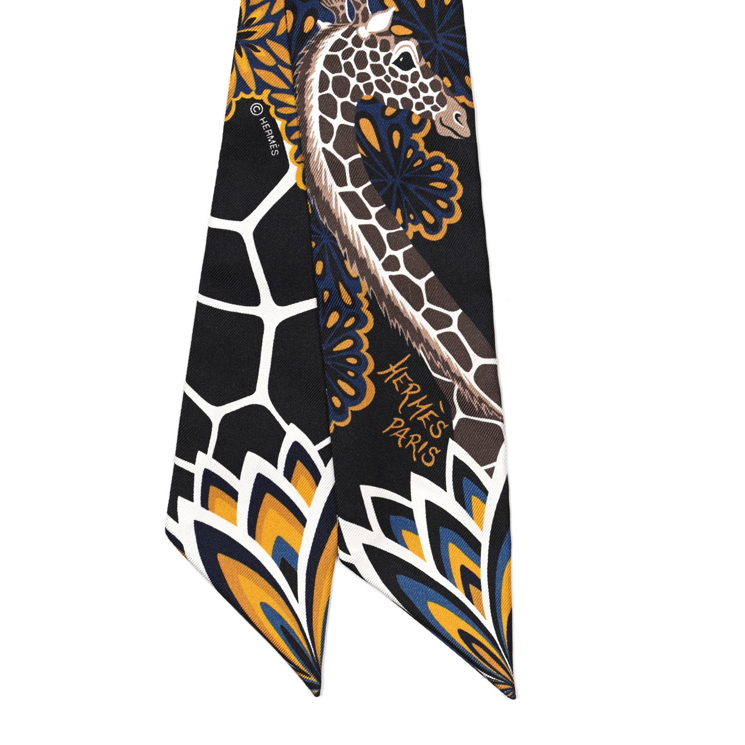 Hermes Silk Three Graces Twilly Black Gold Taupe 2 of 4