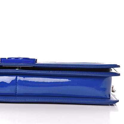 Chanel Patent Calfskin Quilted Plexiglass Boy Clutch With Removable Chain Blue 14 of 14