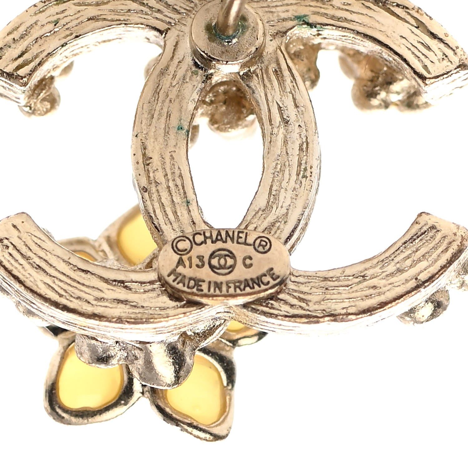 Chanel Pearl Camellia CC Earrings Gold 4 of 5