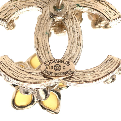 Chanel Pearl Camellia CC Earrings Gold 4 of 5