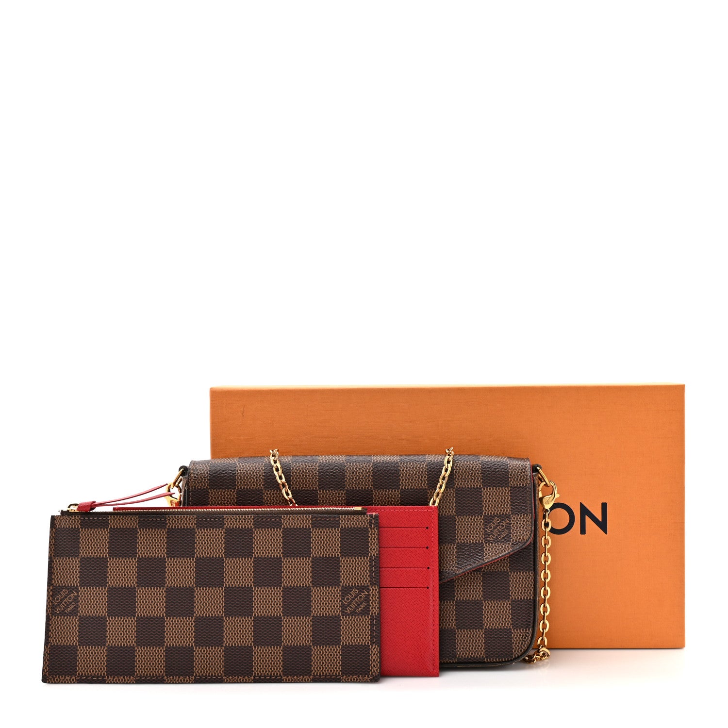 Louis Vuitton Damier Ebene Pochette Felicie Chain Wallet 13 of 13