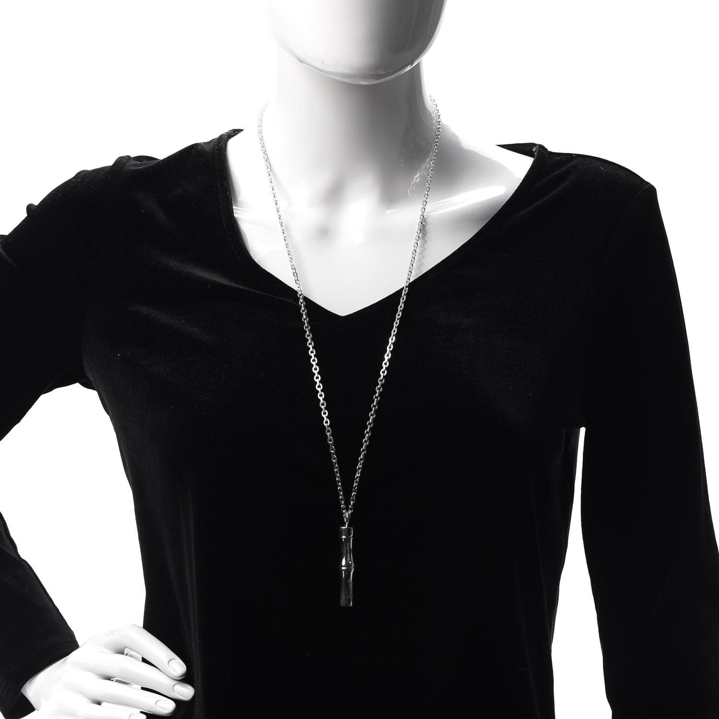 Sterling Silver Bamboo Pendant Necklace
