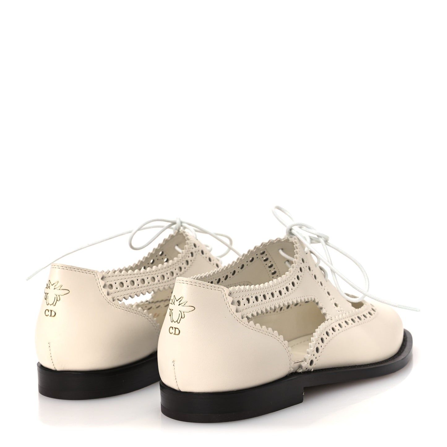 Calfskin Cut Out Teddy-D Oxford Flats 36 Off White