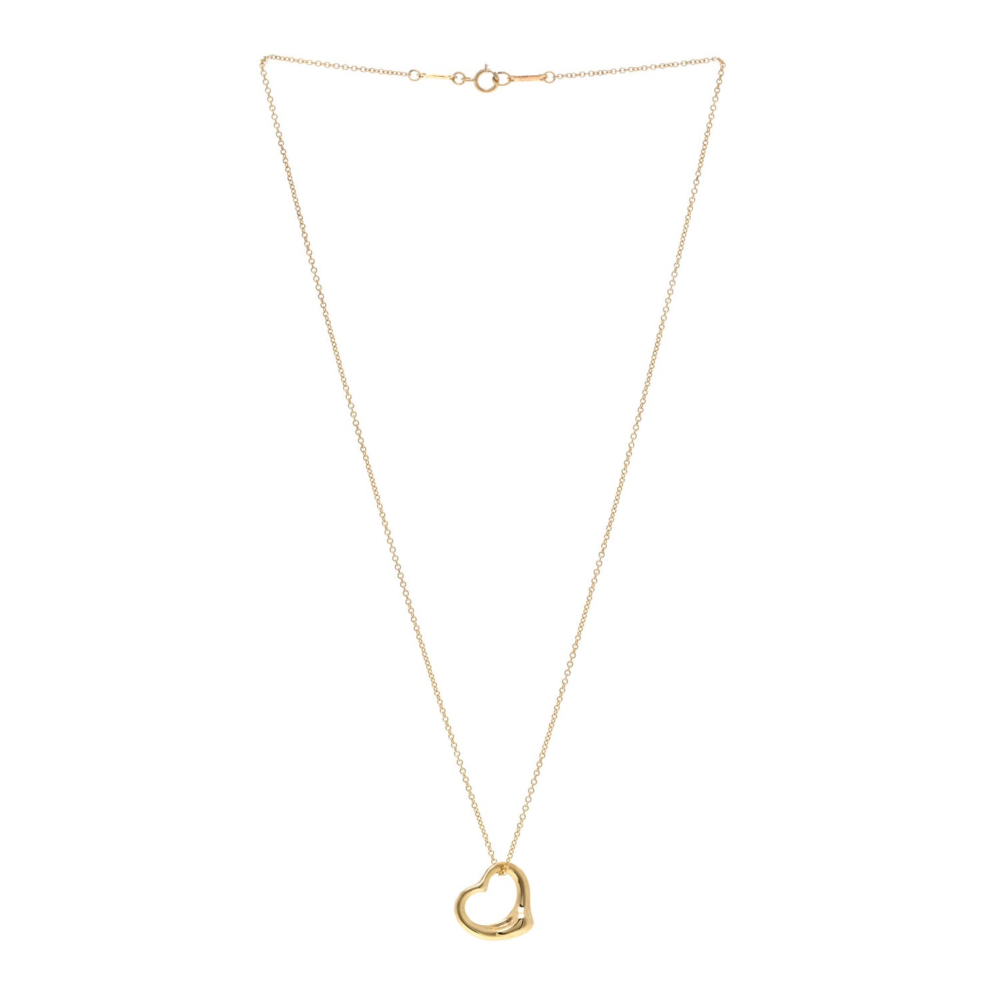 18K Yellow Gold 16mm Elsa Peretti Open Heart Pendant Necklace