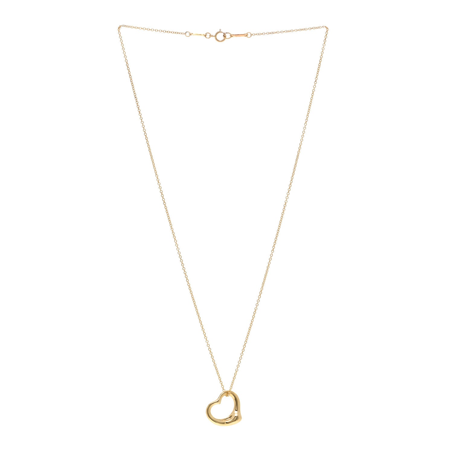 Tiffany 18K Yellow Gold 16mm Elsa Peretti Open Heart Pendant Necklace 3 of 4