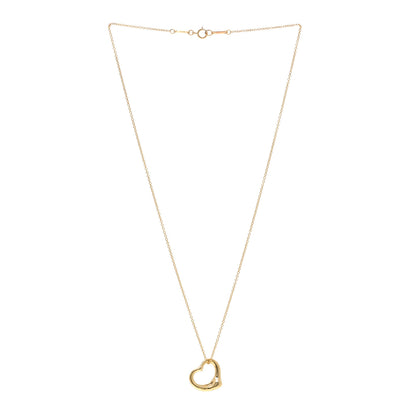 Tiffany 18K Yellow Gold 16mm Elsa Peretti Open Heart Pendant Necklace 3 of 4