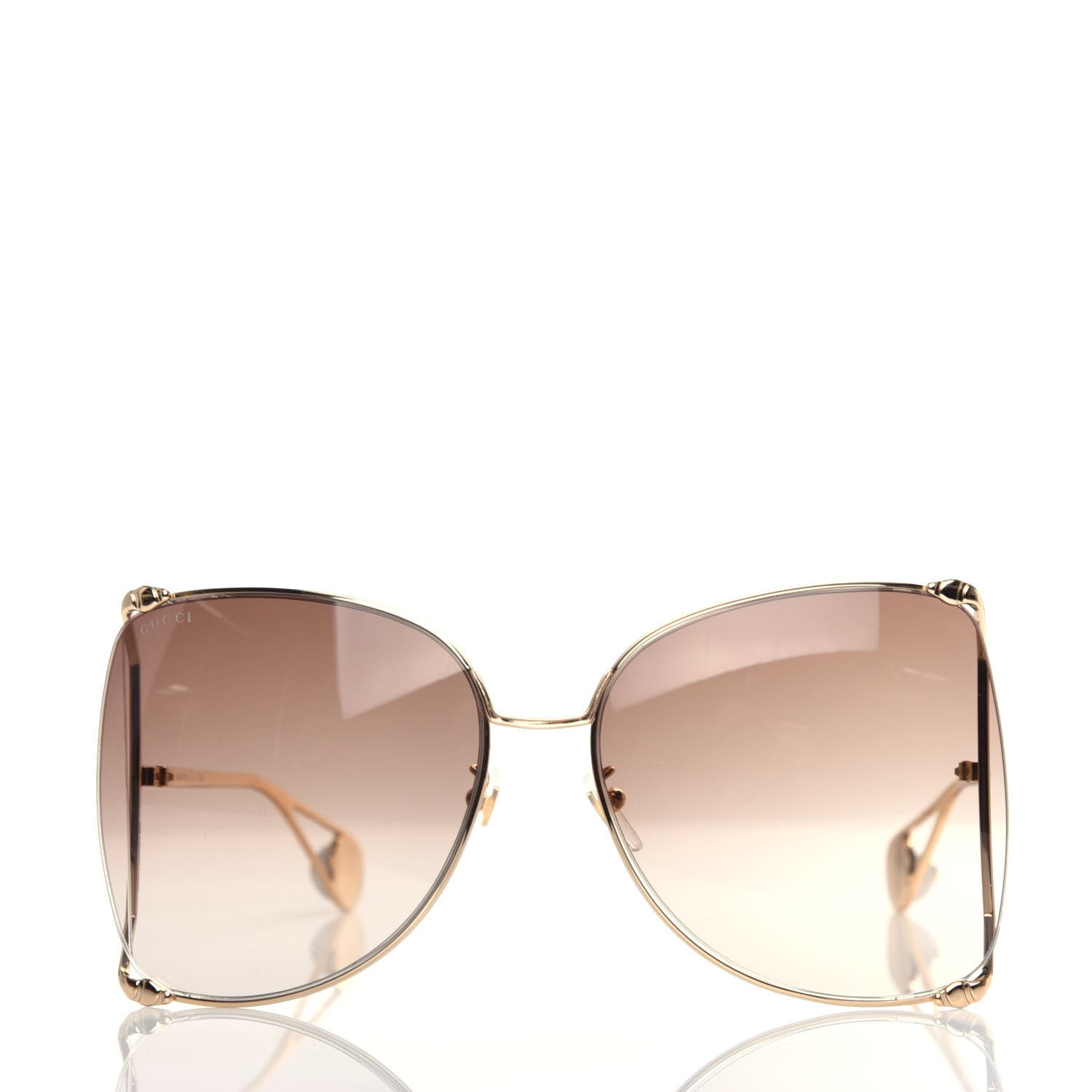 Gucci Oversized Round Sunglasses GG0252S Gold Brown 2 of 8